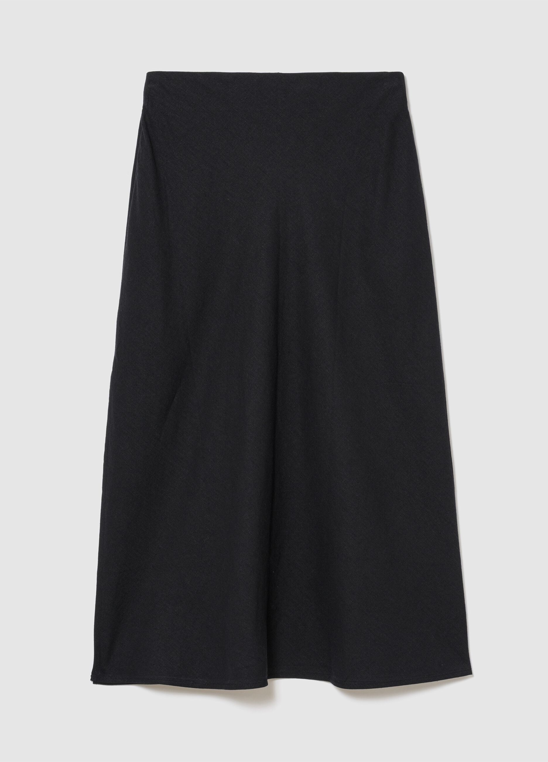 Long linen-blend skirt