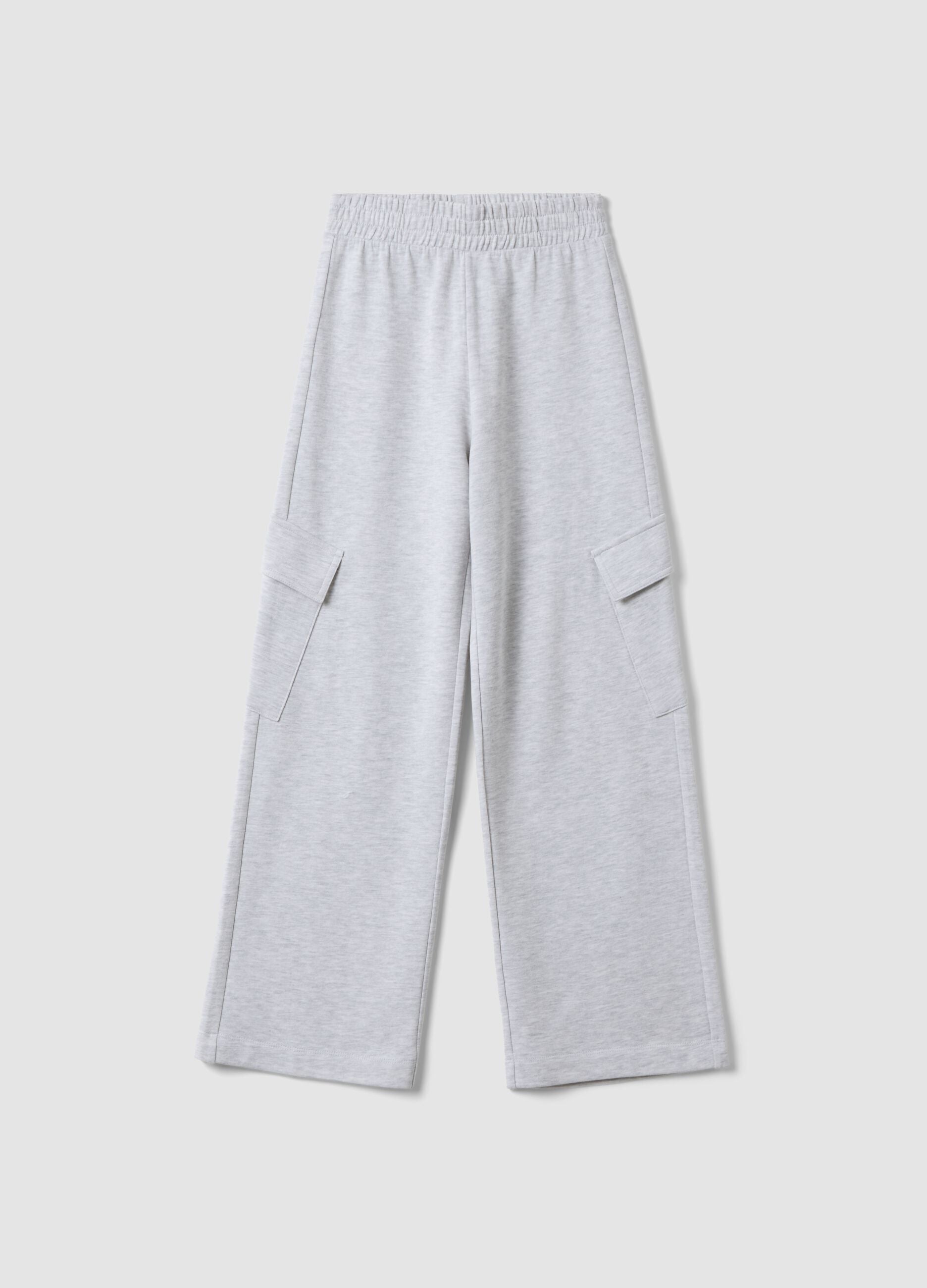 Pantaloni cargo grigi culotte in puro cotone per ragazza