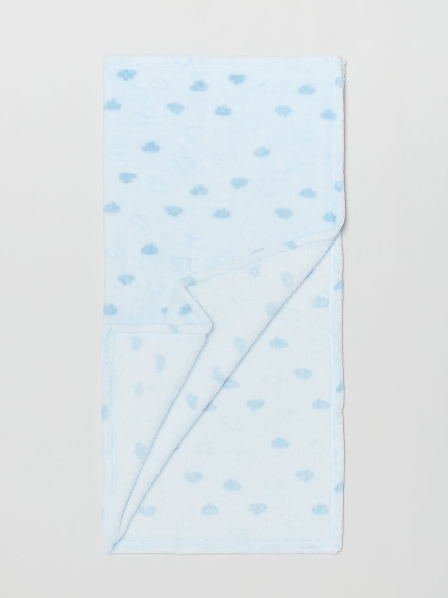 Velour blanket with clouds print_1