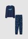 Pigiama blu navy in puro cotone organico con girocollo_0