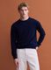 Navy blue crew-neck jumper in pure merino wool, regular fit_2