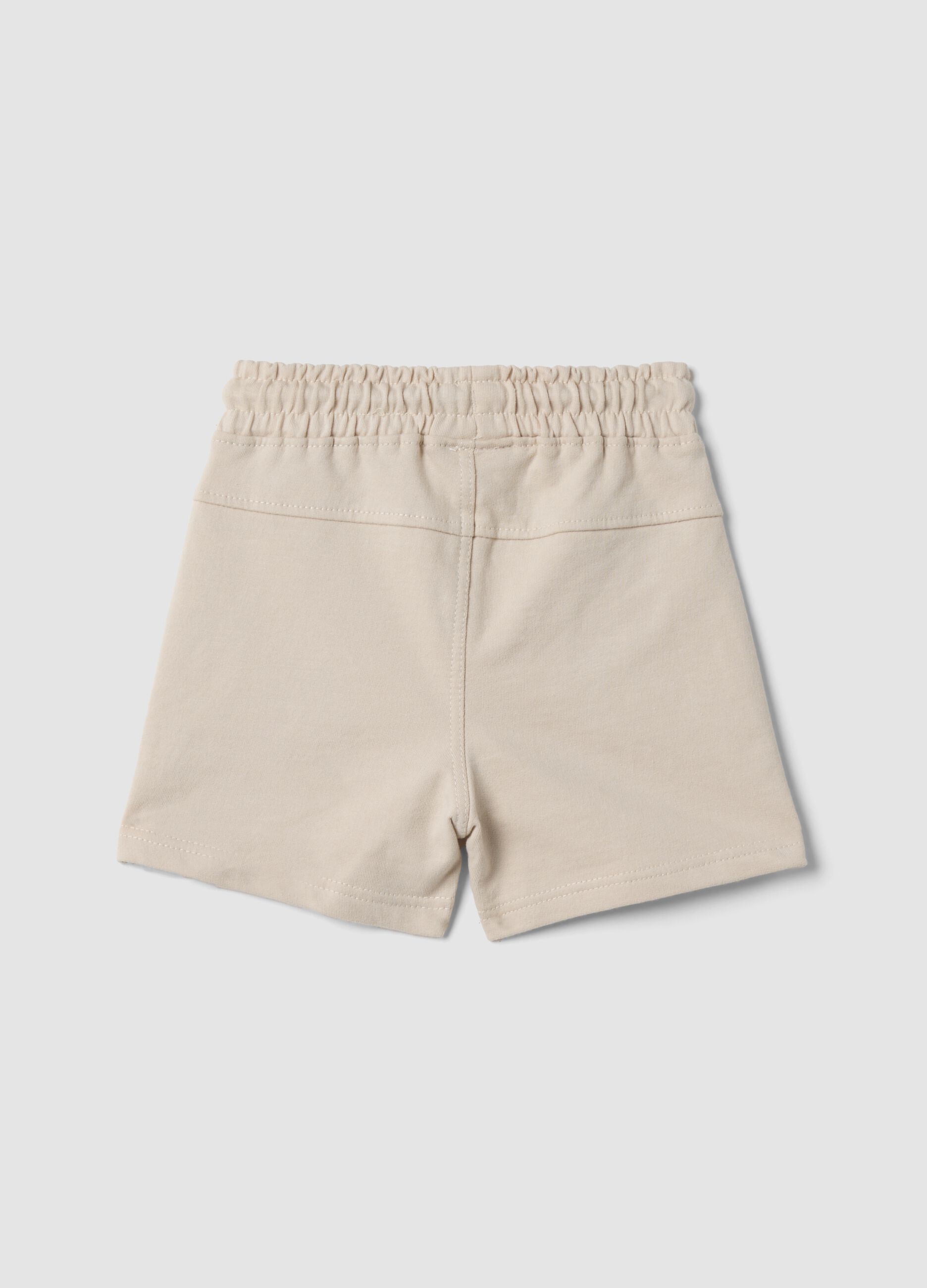 Beige organic cotton shorts with elasticated waist