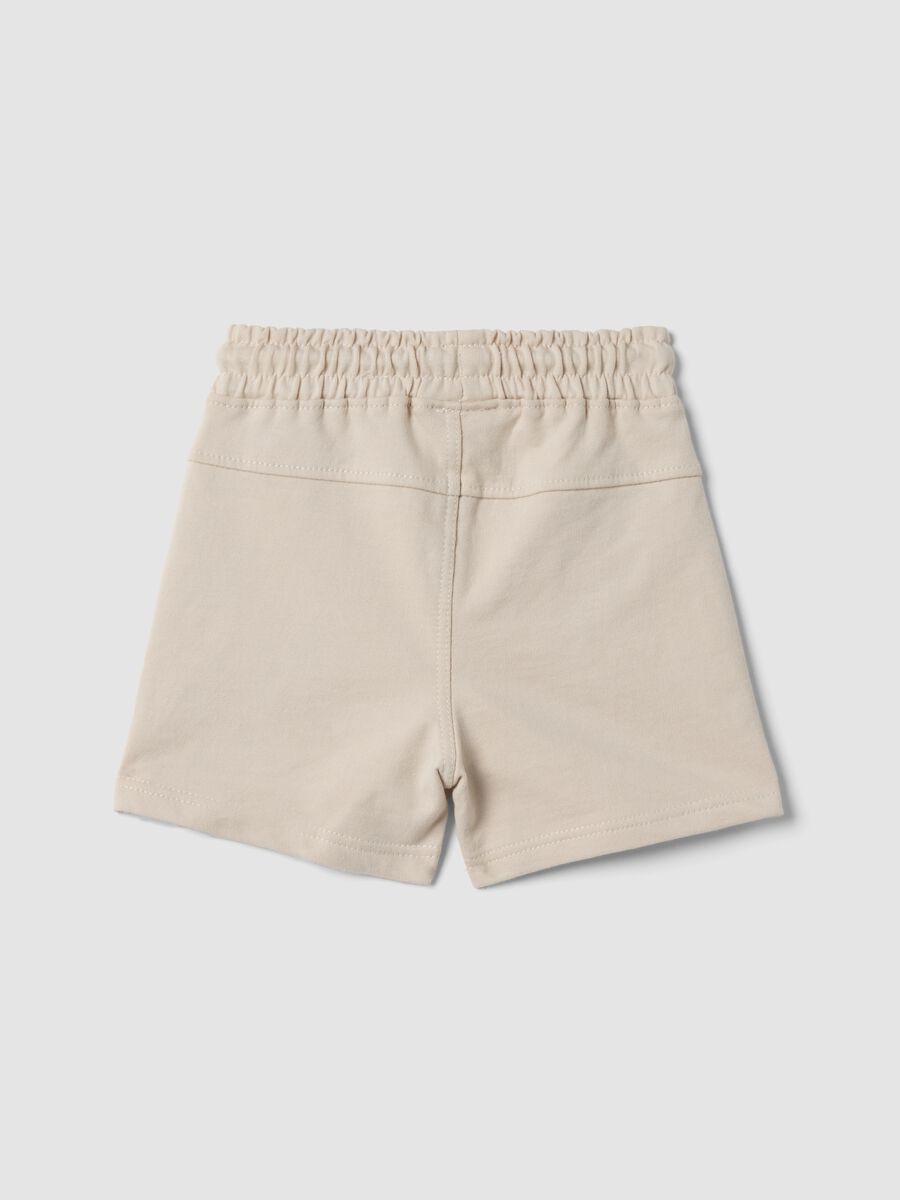 Beige organic cotton shorts with elasticated waist_1