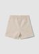 Beige organic cotton shorts with elasticated waist_1