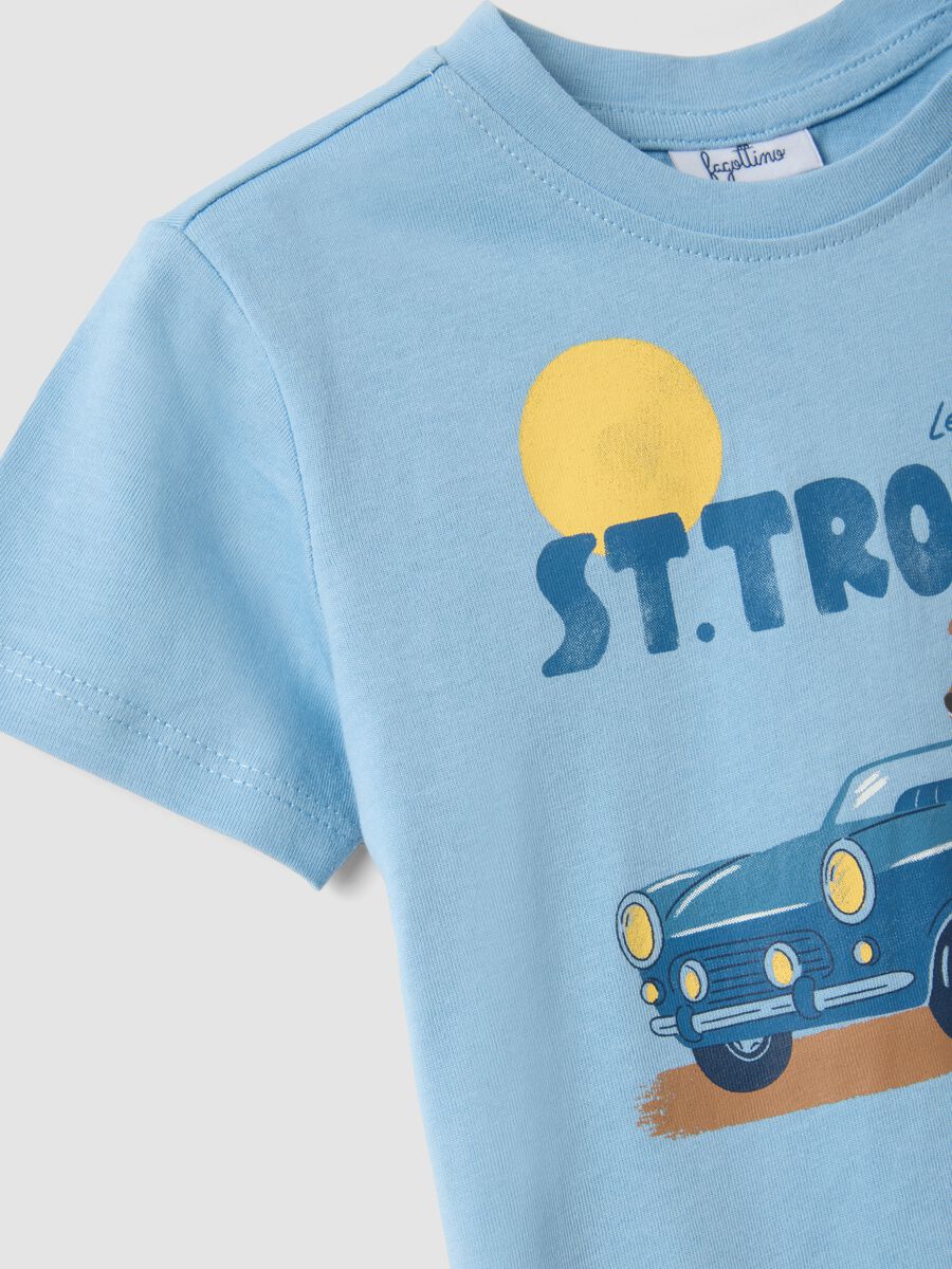 Hellblaues Jungen-T-Shirt aus reiner Baumwolle im Regular Fit mit Print_3