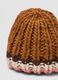 Cappello marrone in maglia con motivo a righe_2