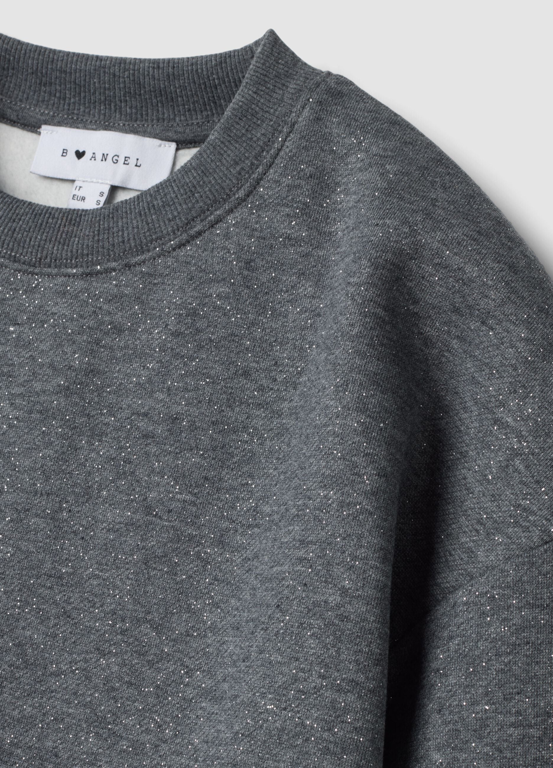 Graues Sweatshirt aus Baumwollmix mit Rundhalsausschnitt und Lurex-Print
