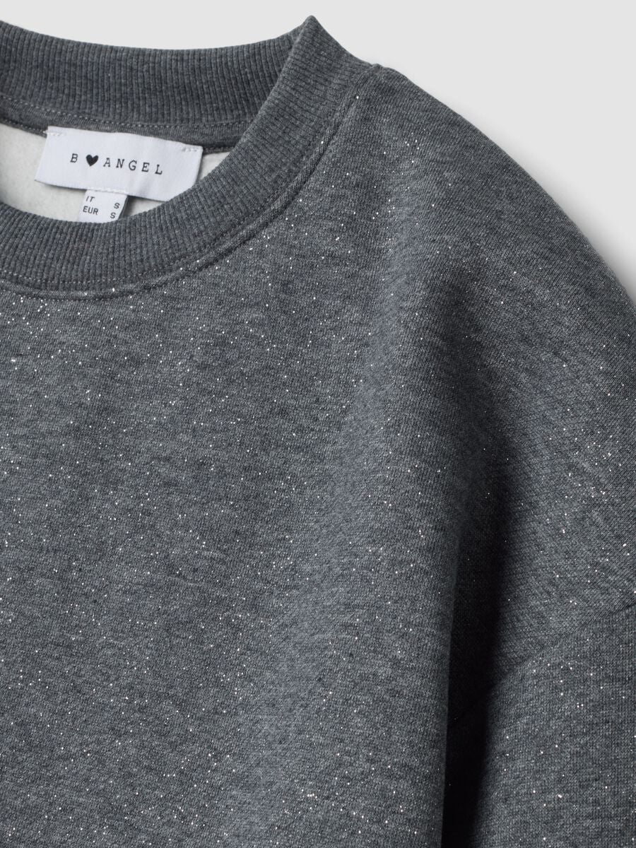 Graues Sweatshirt aus Baumwollmix mit Rundhalsausschnitt und Lurex-Print_1