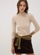 Beiger Rippstrick-Pullover aus Viskosemix mit Stehkragen_0