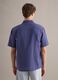 Blue linen-cotton blend shirt with bowling collar_3