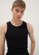 Black ribbed stretch-cotton fitted tank top_2