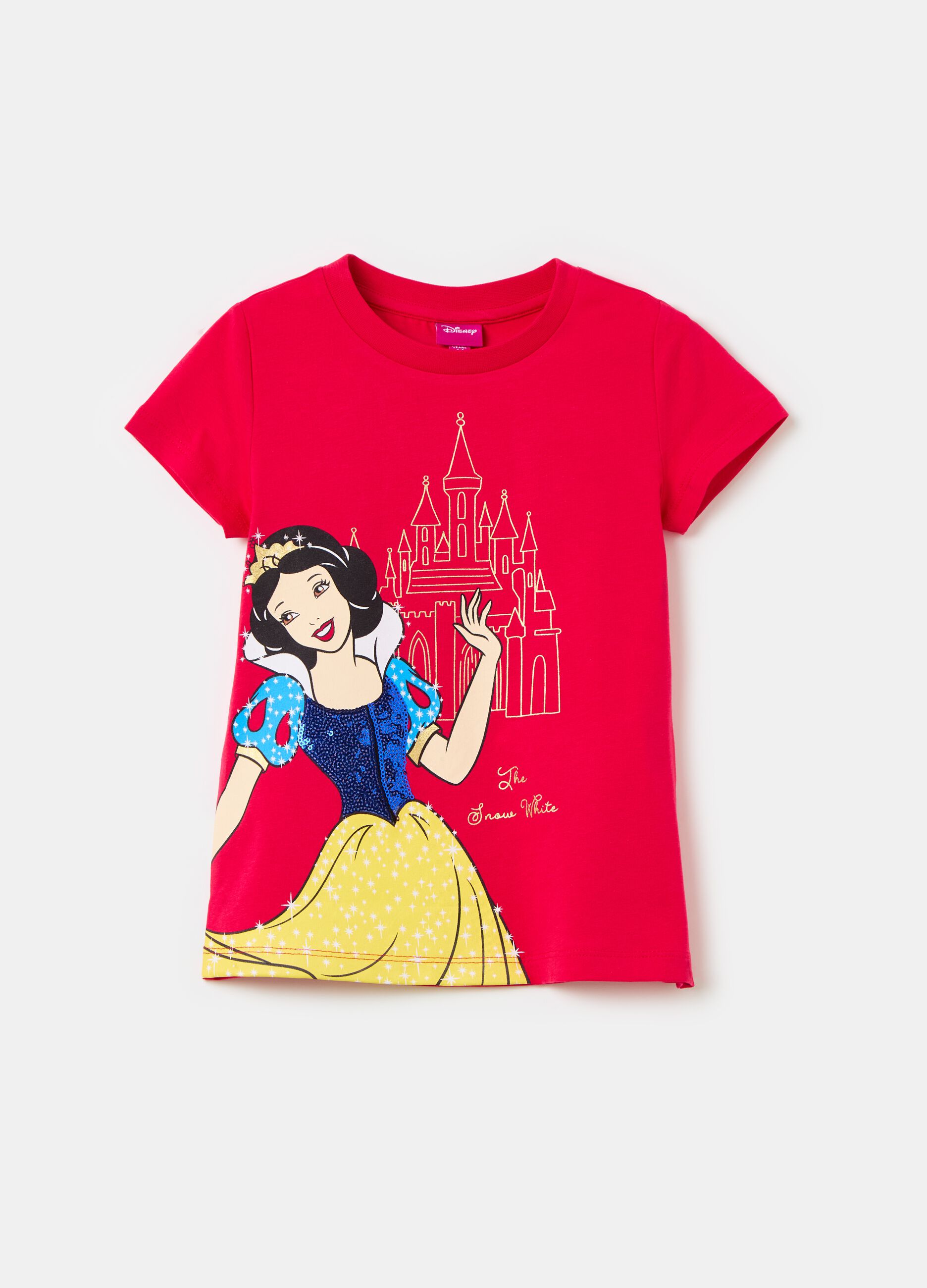 Stretch cotton T-shirt with Snow White print