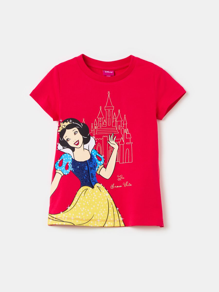 Stretch cotton T-shirt with Snow White print_0