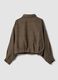 Giacca marrone regular con zip e fantasia spigata_6