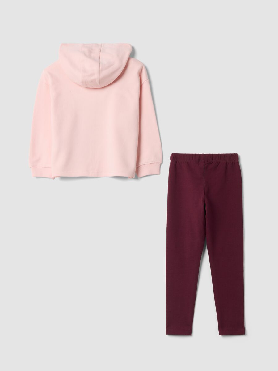 Completo rosa in misto cotone con cappuccio e stampa Stitch_1
