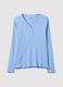 Pure cotton light blue regular fit pyjama top with Henley collar_0