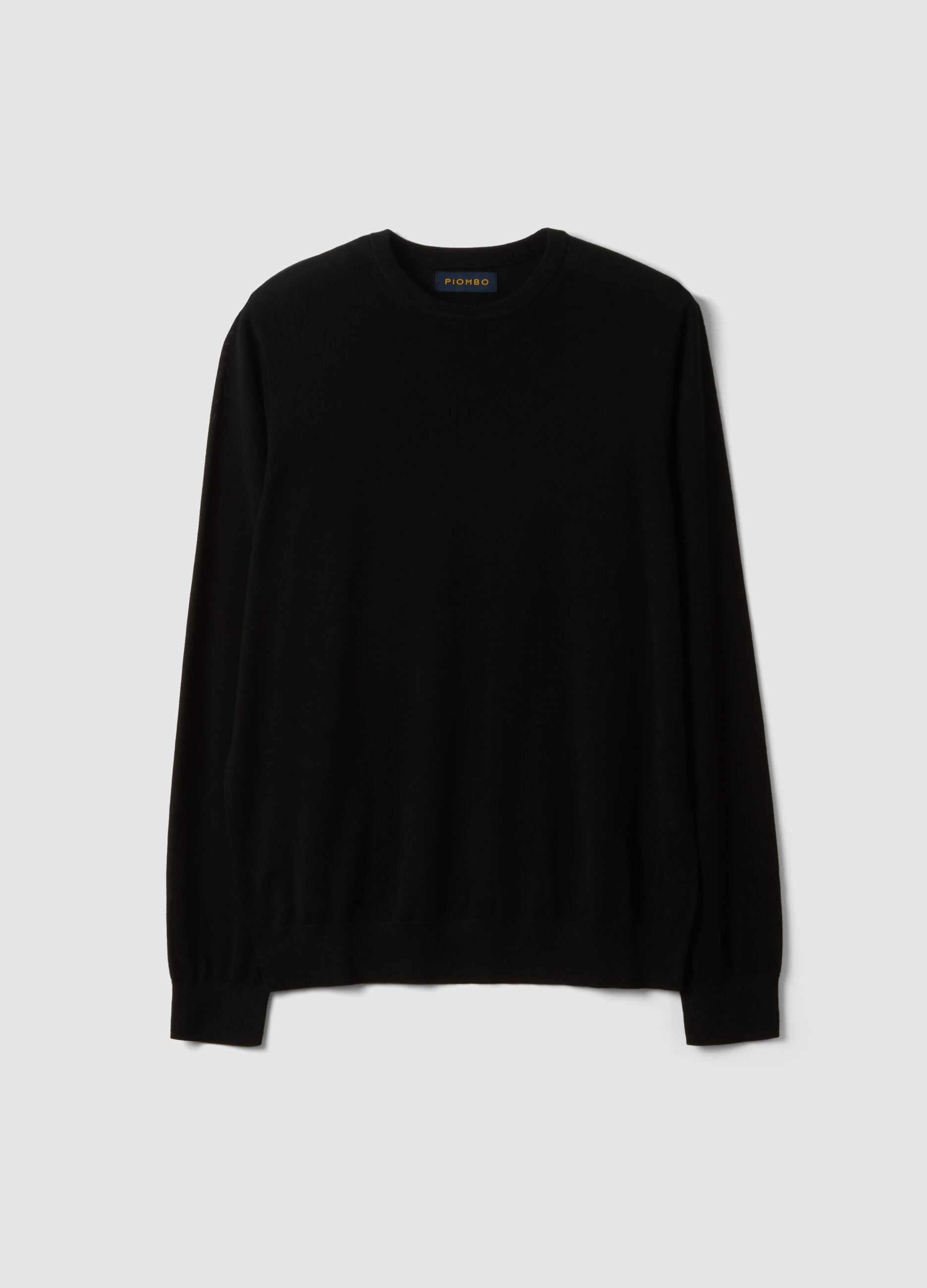 Black crew-neck jumper in pure merino wool, regular fit