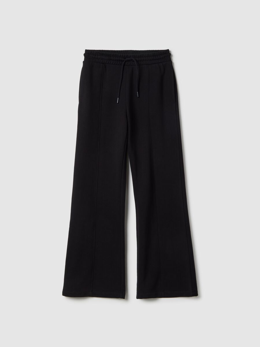 Black Cotton Blend Jogger Trousers, Regular Fit_4