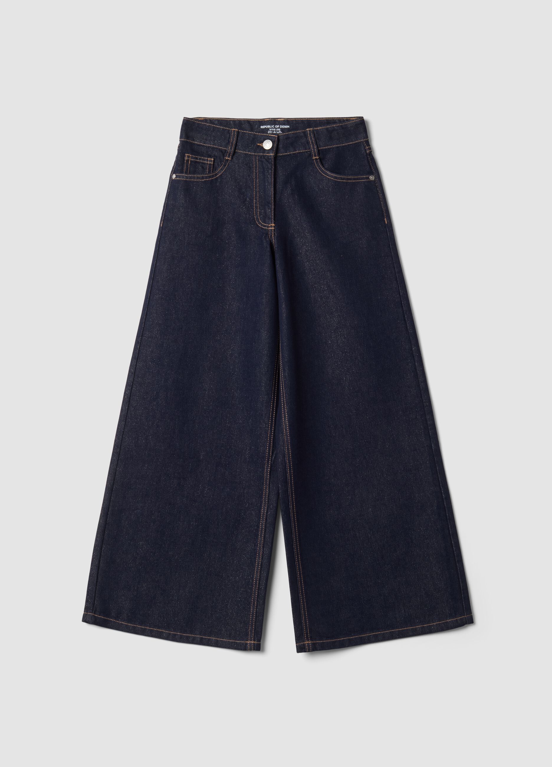 Jeans blu wide leg in misto cotone e lyocell