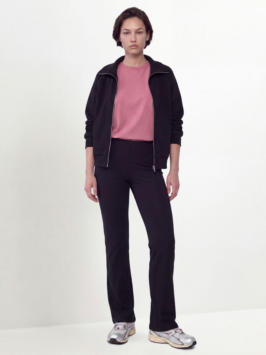 Black flared leggings in stretch cotton_0