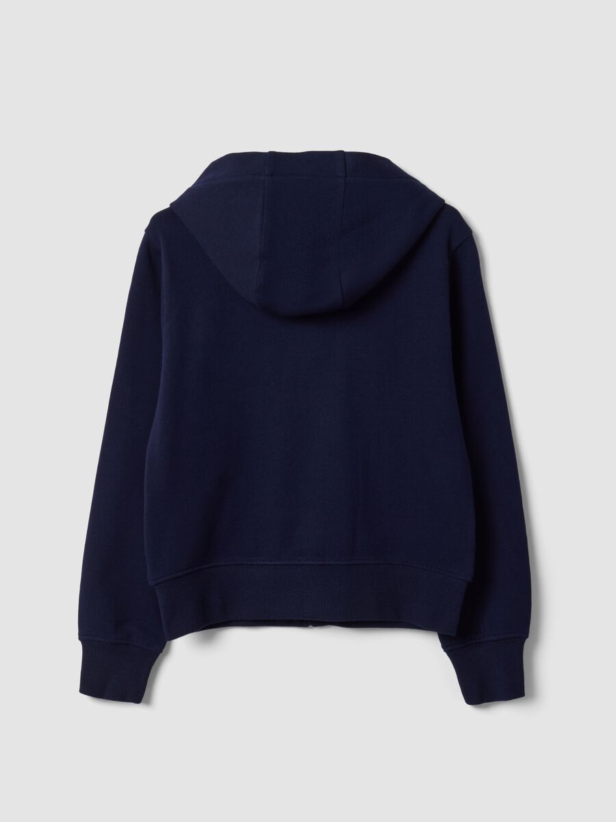 Blue organic cotton hooded zip-up sweatshirt with star detail for girls_6