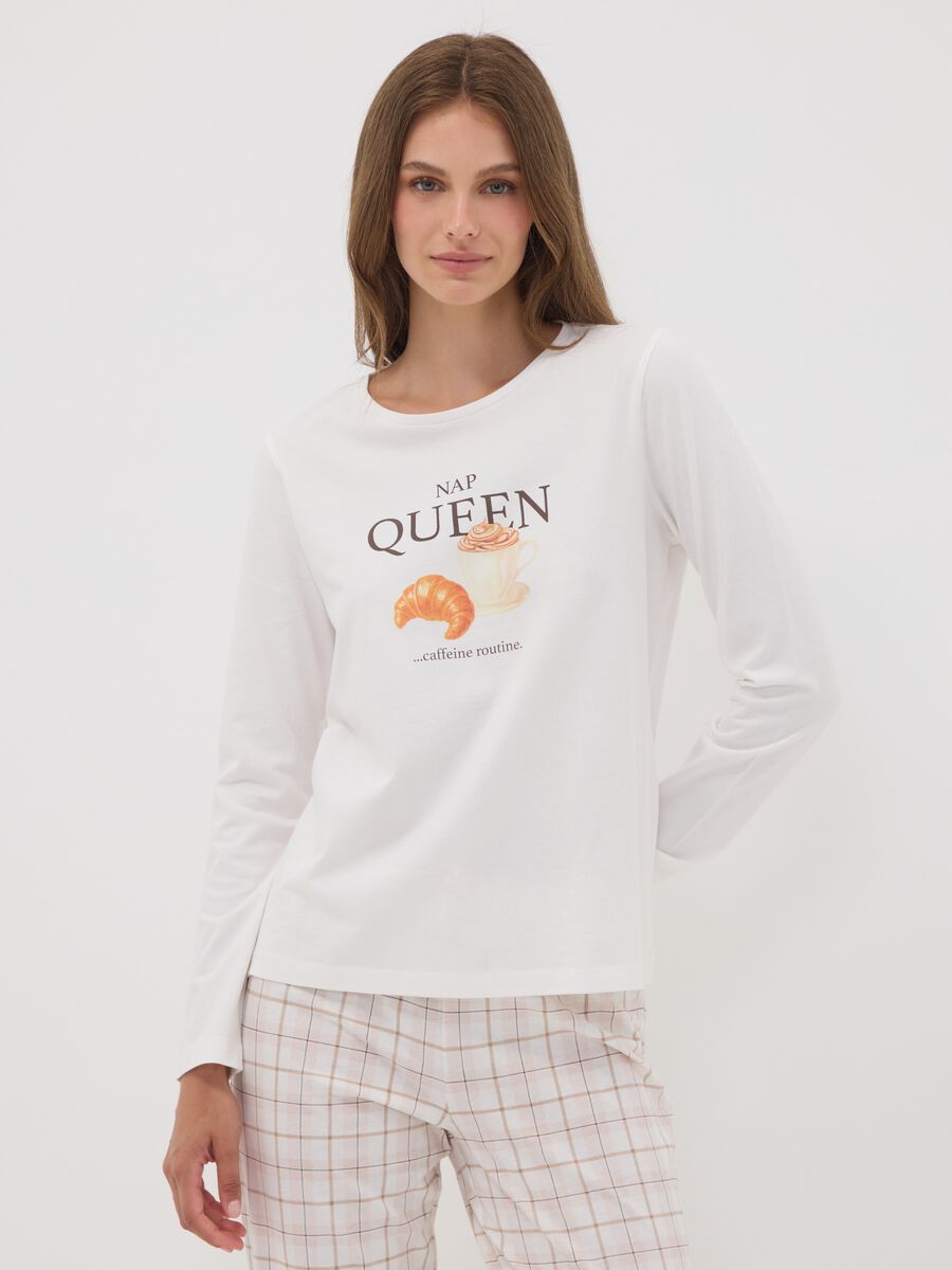 White organic cotton pyjamas with &ldquo;Nap Queen&rdquo; print_2