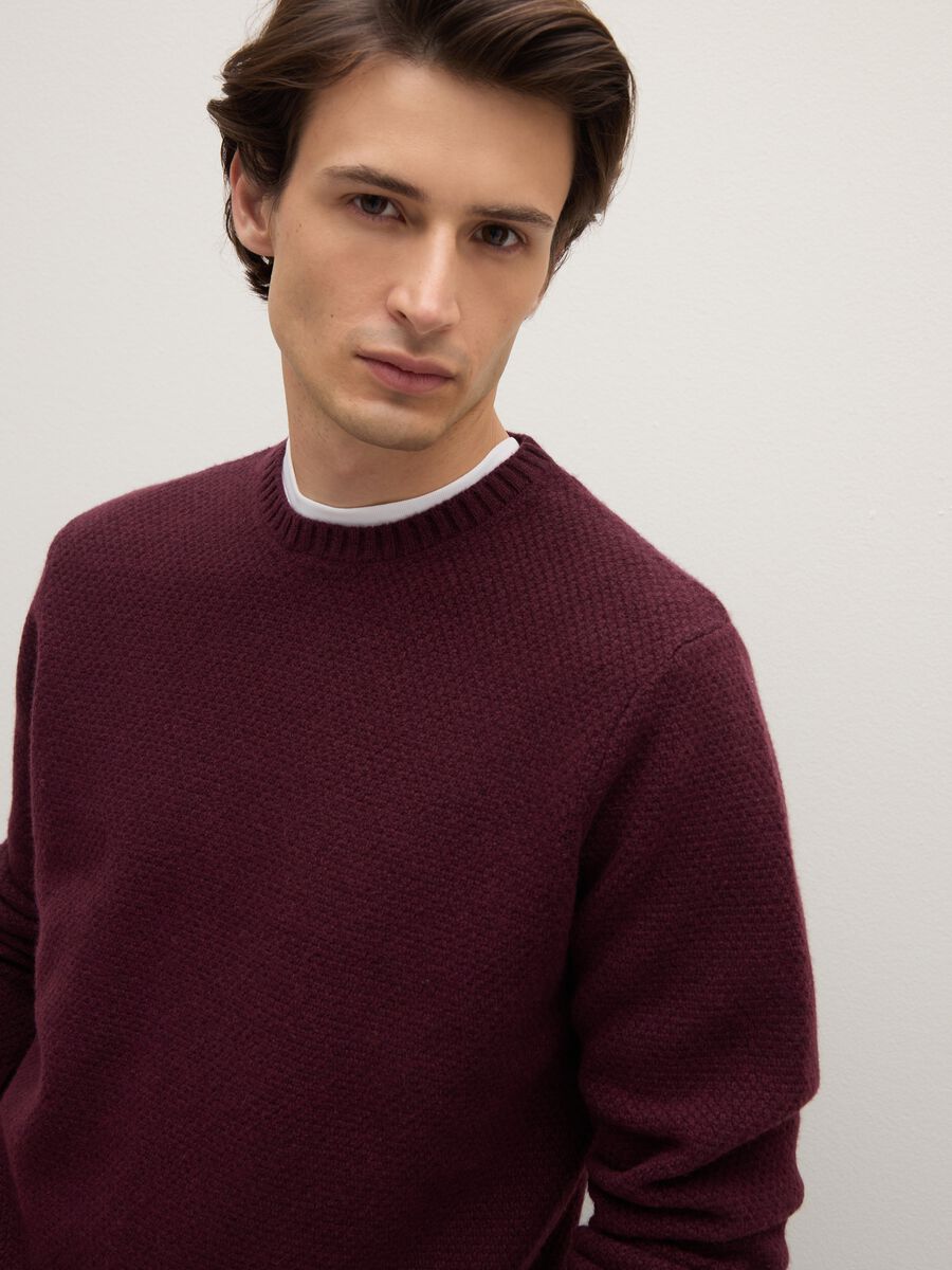 Red Regular Fit Pure Wool Sweater_0