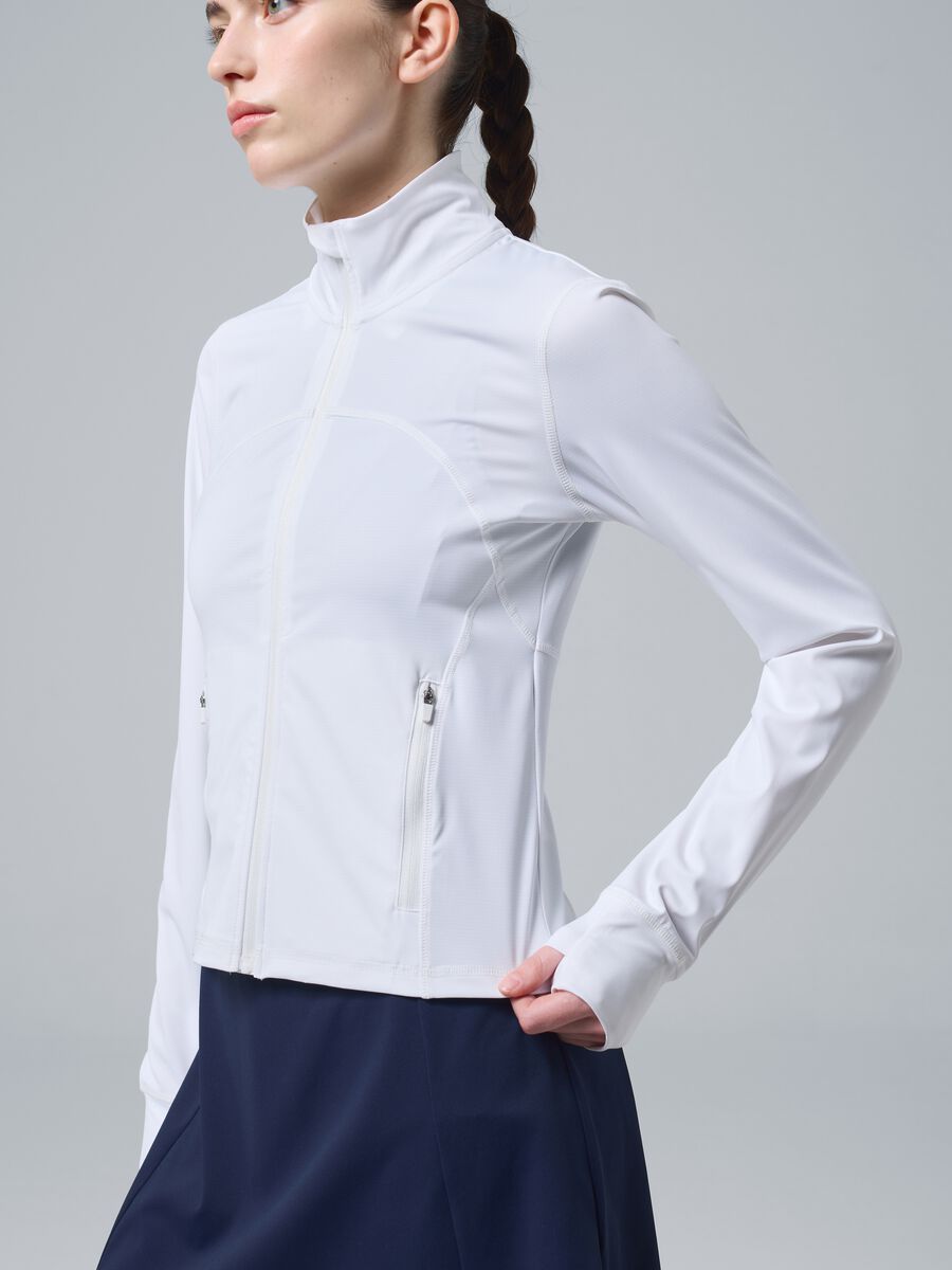 White ALTAVIA COURT full-zip sweatshirt in stretch technical fabric_2