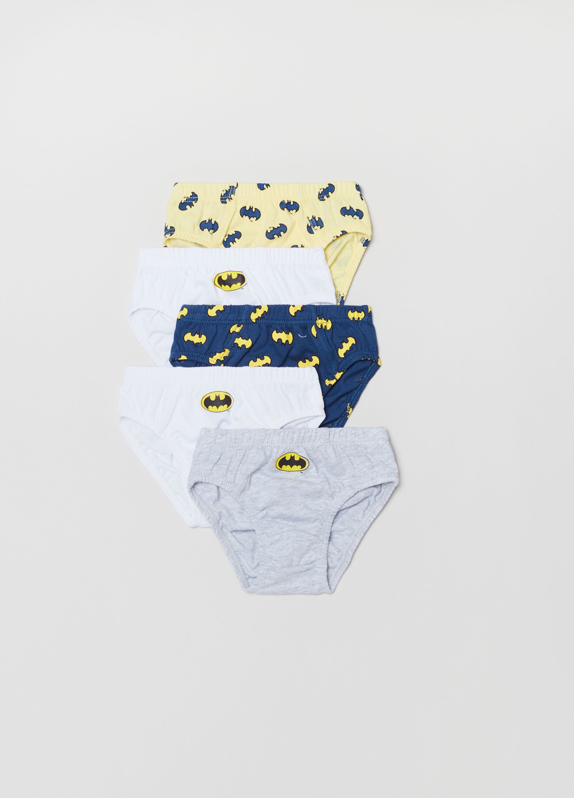 FAGOTTINO Baby Boy's White/Grey Five-pack briefs with Batman print