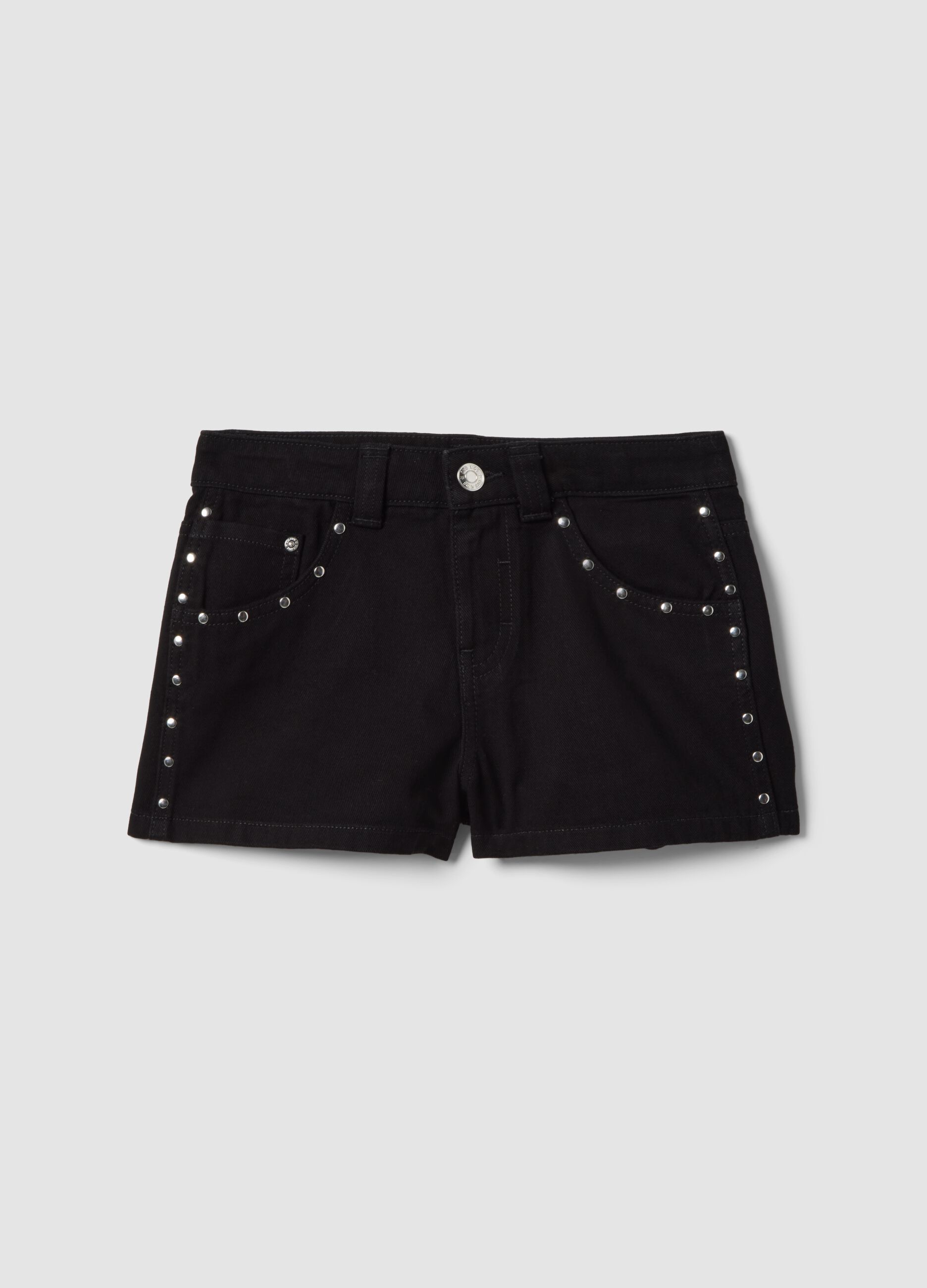 Girls&rsquo; black 100% cotton shorts with sparkly details