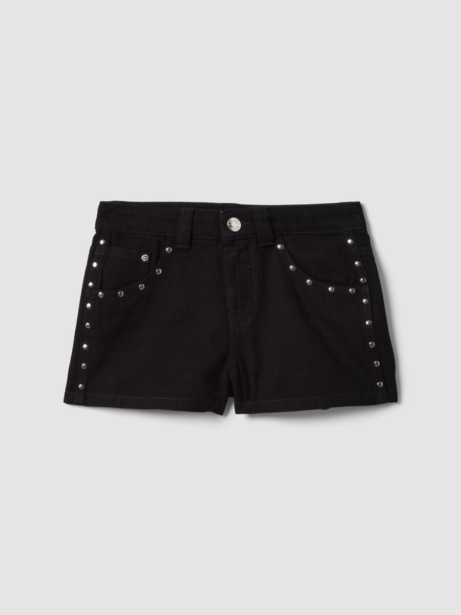 Girls&rsquo; black 100% cotton shorts with sparkly details_0