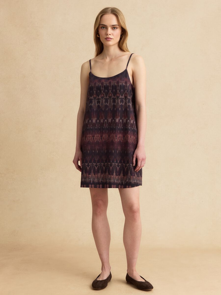 Violettes Kleid aus Baumwoll-Leinen-Mix mit schmalen Tr&auml;gern_0