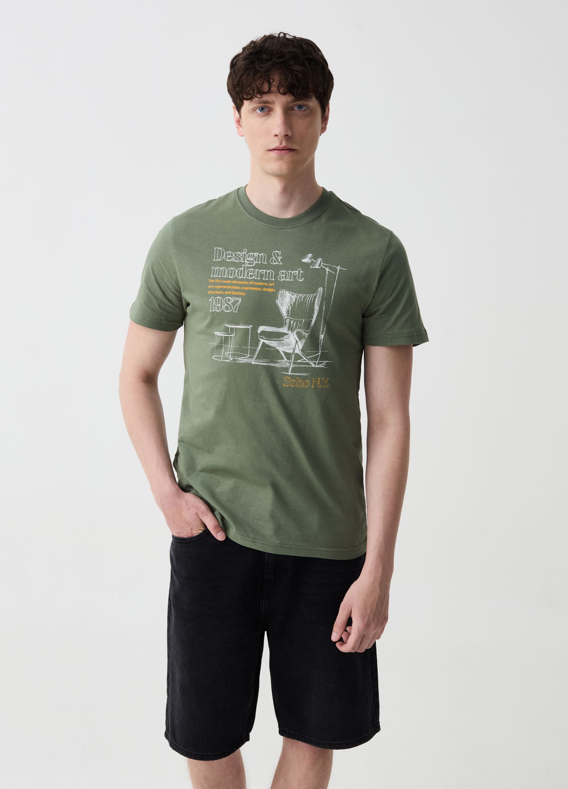 Cotton T-shirt with design print