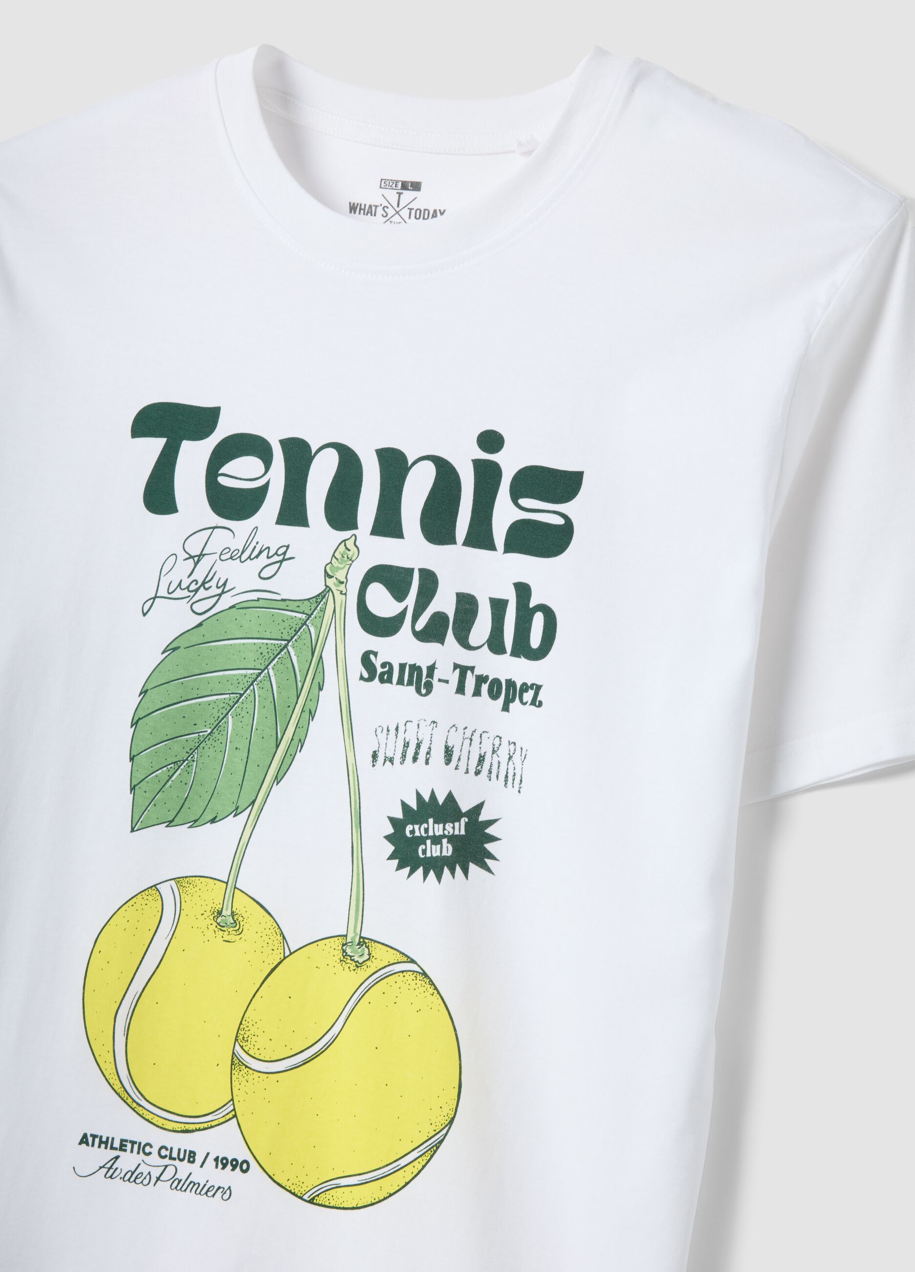 Wei&szlig;es T-Shirt aus reiner Baumwolle mit Print, Regular Fit