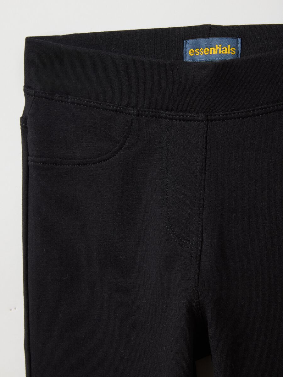 Girls' Black Stretch Cotton Slim Fit Treggings_2