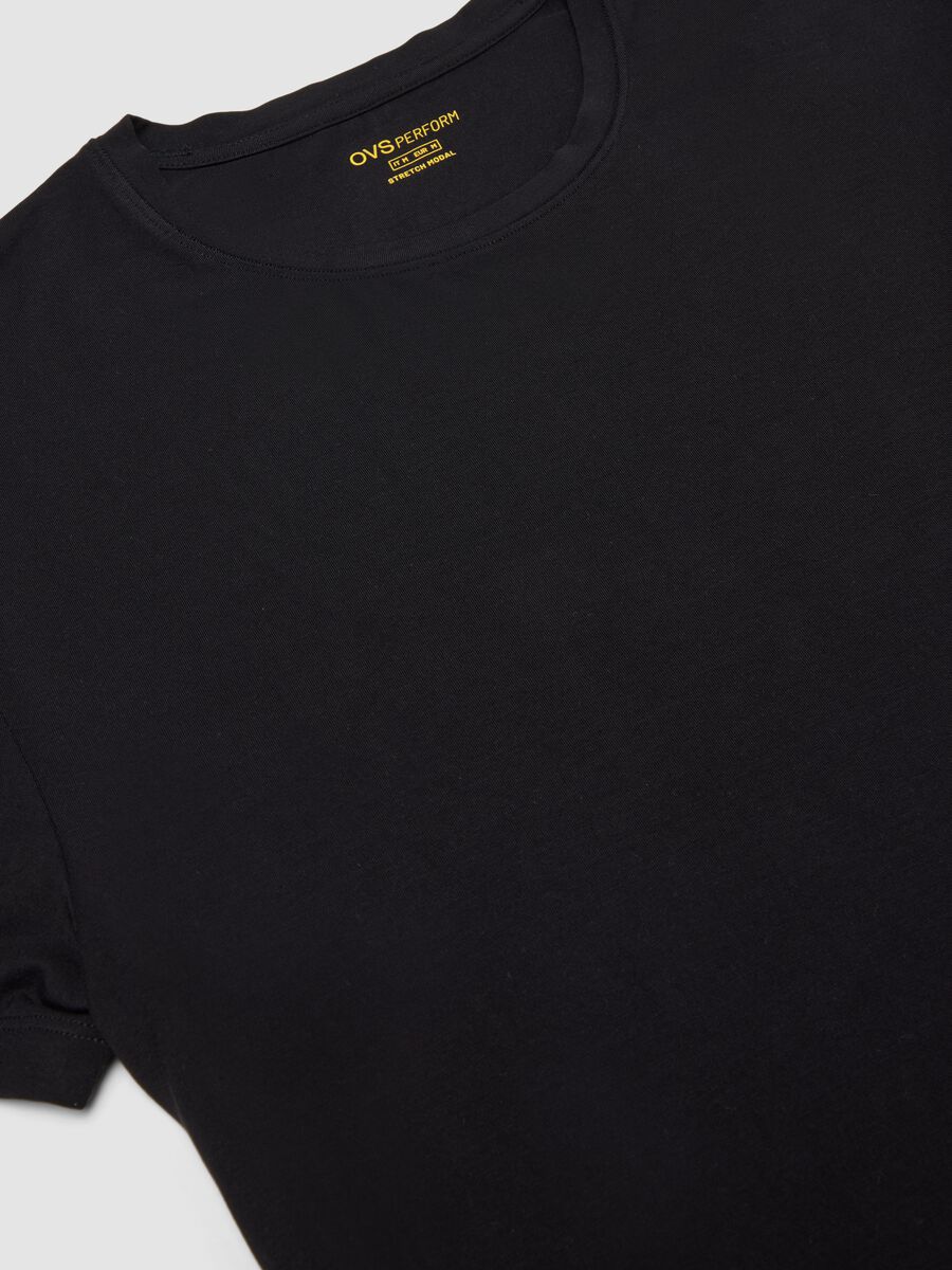 Black stretch modal T-shirt, regular fit_1