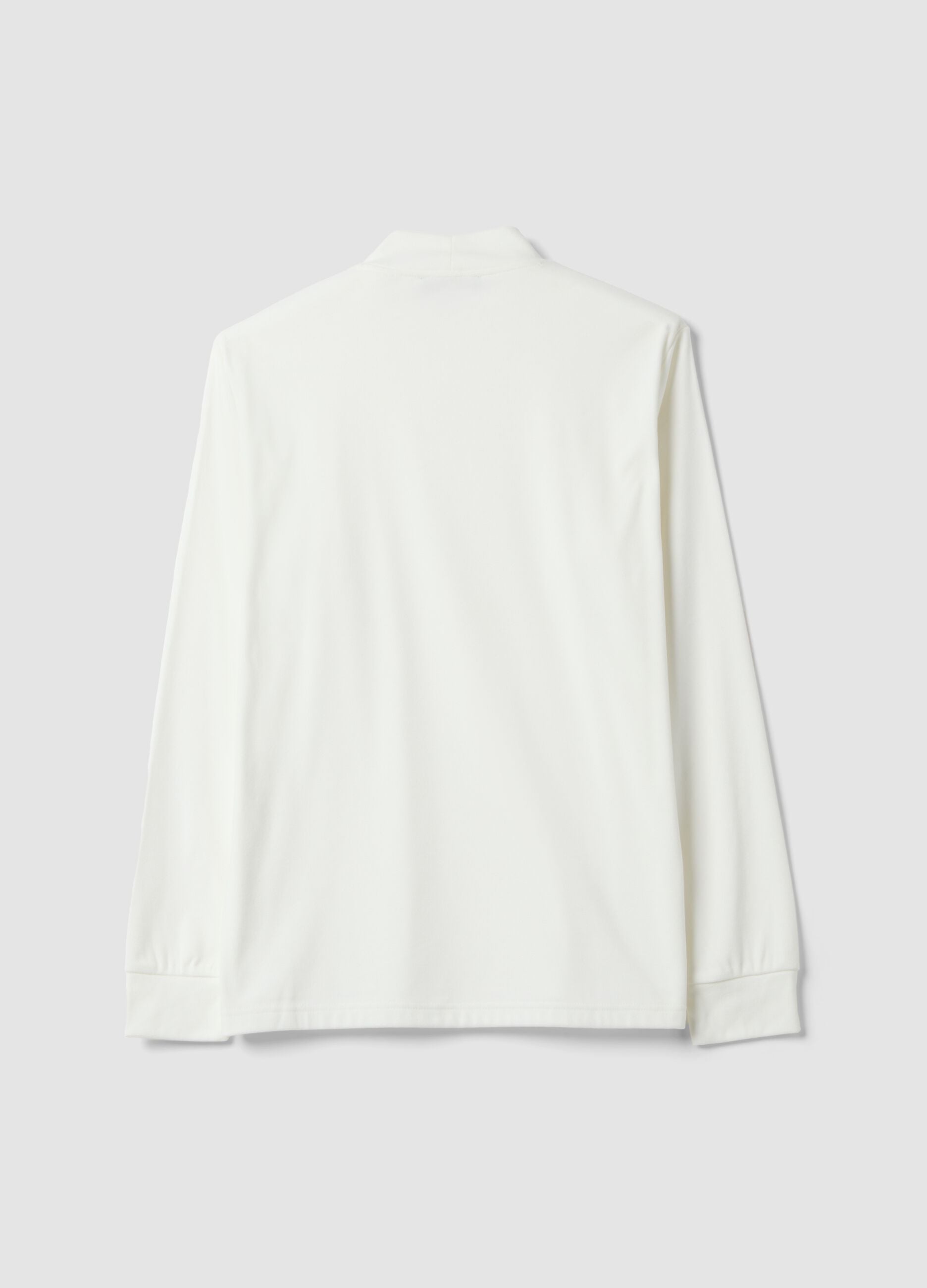 White stretch-fabric top with high neck