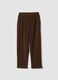 Braune Regular-Fit-Hose aus elastischem Rippstoff_0