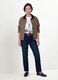 Brown pure cotton jacket with contrast collar, regular fit_2