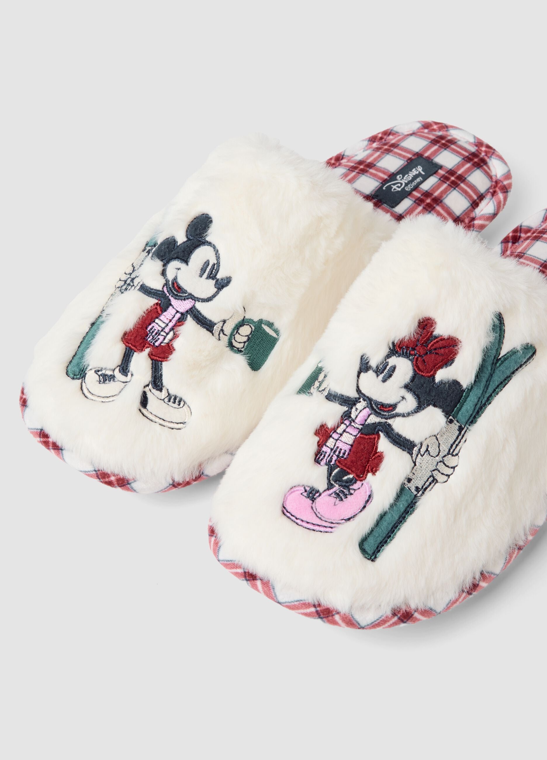 Pantofole rosa a quadri a tema Mickey & Friends
