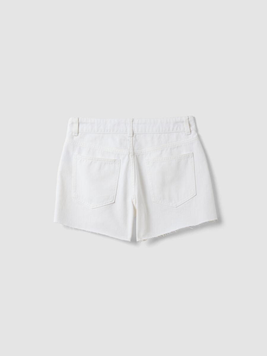 White pure cotton five-pocket shorts_4