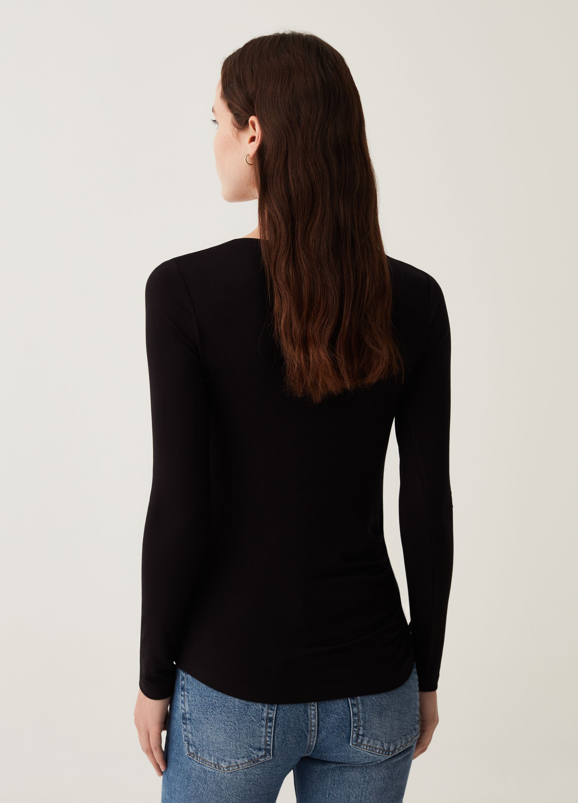 Stretch viscose T-shirt with long sleeves_2