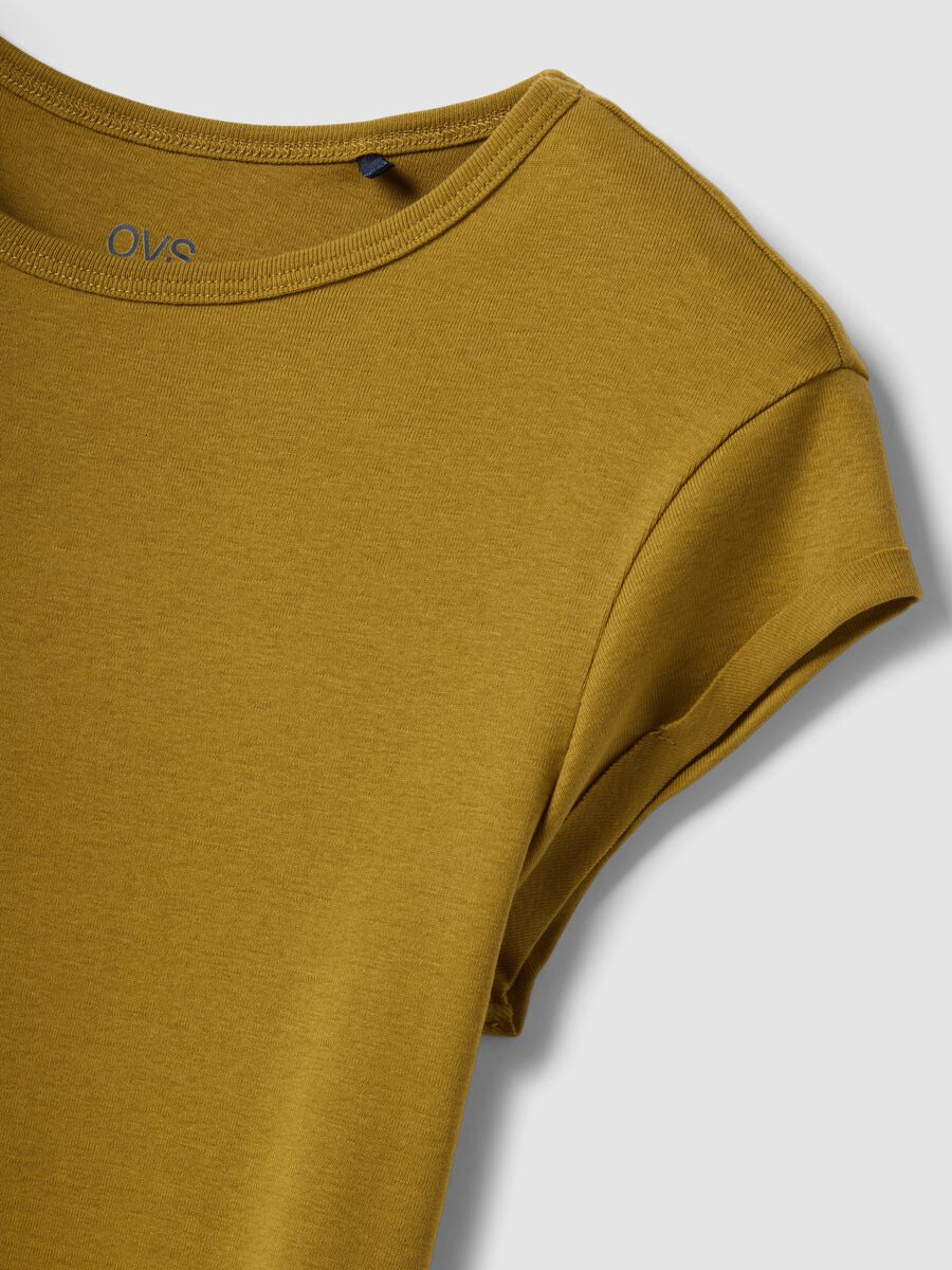 Gelbes T-Shirt aus reiner Baumwolle mit regul&auml;rer Passform_5