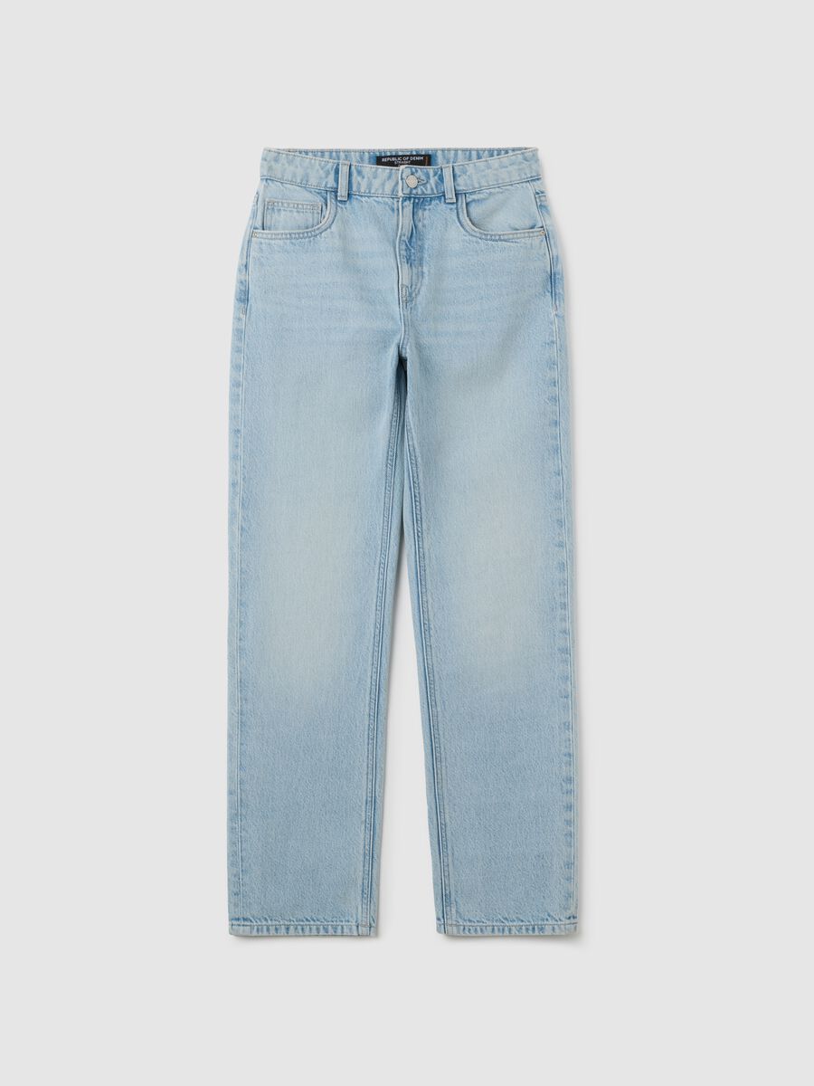 Women's regular fit light blue jeans in pure cotton_4