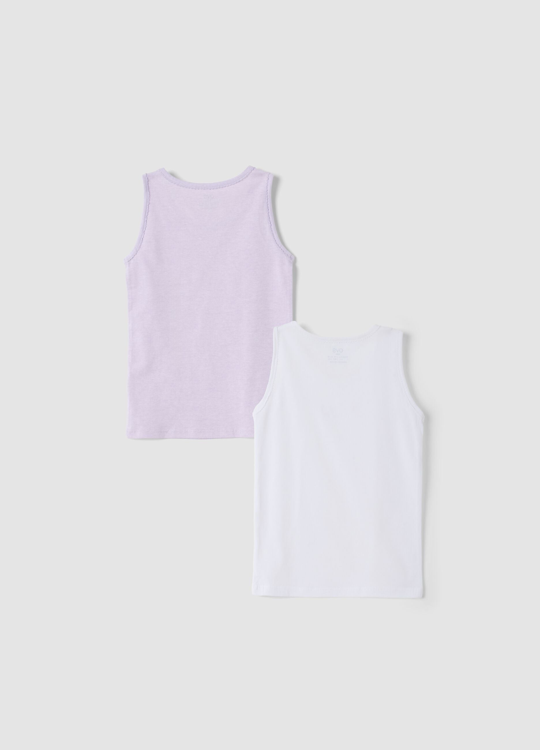 Bipack canotte bianco e viola in puro cotone organico girocollo