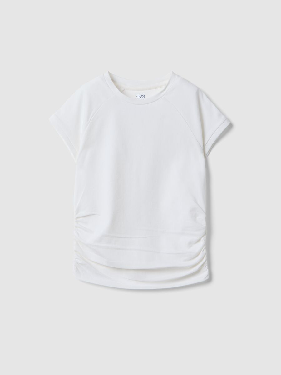 Girls' White Stretch Cotton Slim Fit T-shirt_3