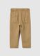Beige trousers in linen and viscose with drawstring_1