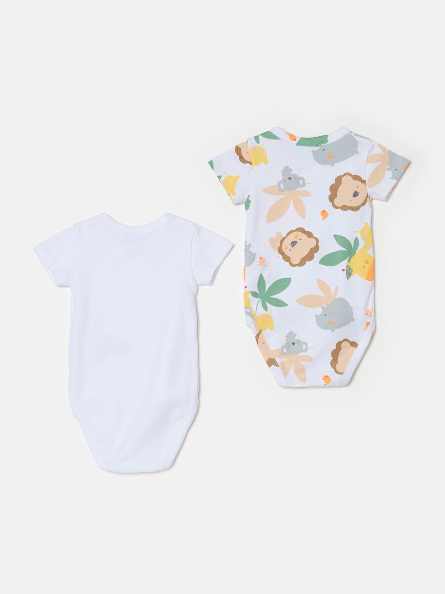 Two-pack organic cotton bodysuits with print_1
