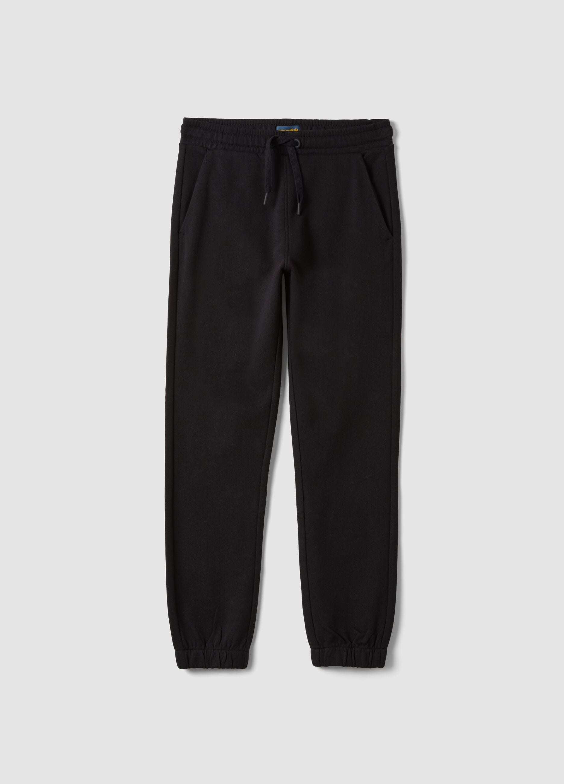 Black pure organic cotton joggers with drawstring for boys