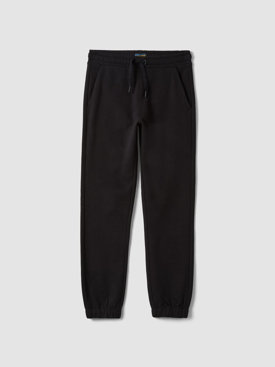 Schwarze Jogginghose aus reiner Bio-Baumwolle mit Kordelzug f&uuml;r Jungen_4